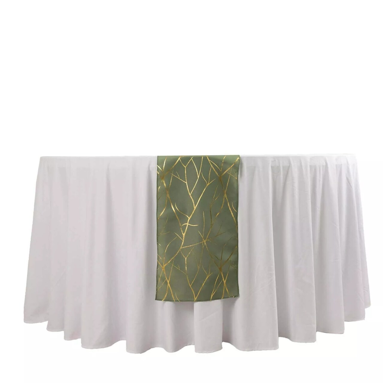 12"x108" Dusty Sage Geometric Polyester Table Runner Party Wedding Decorations